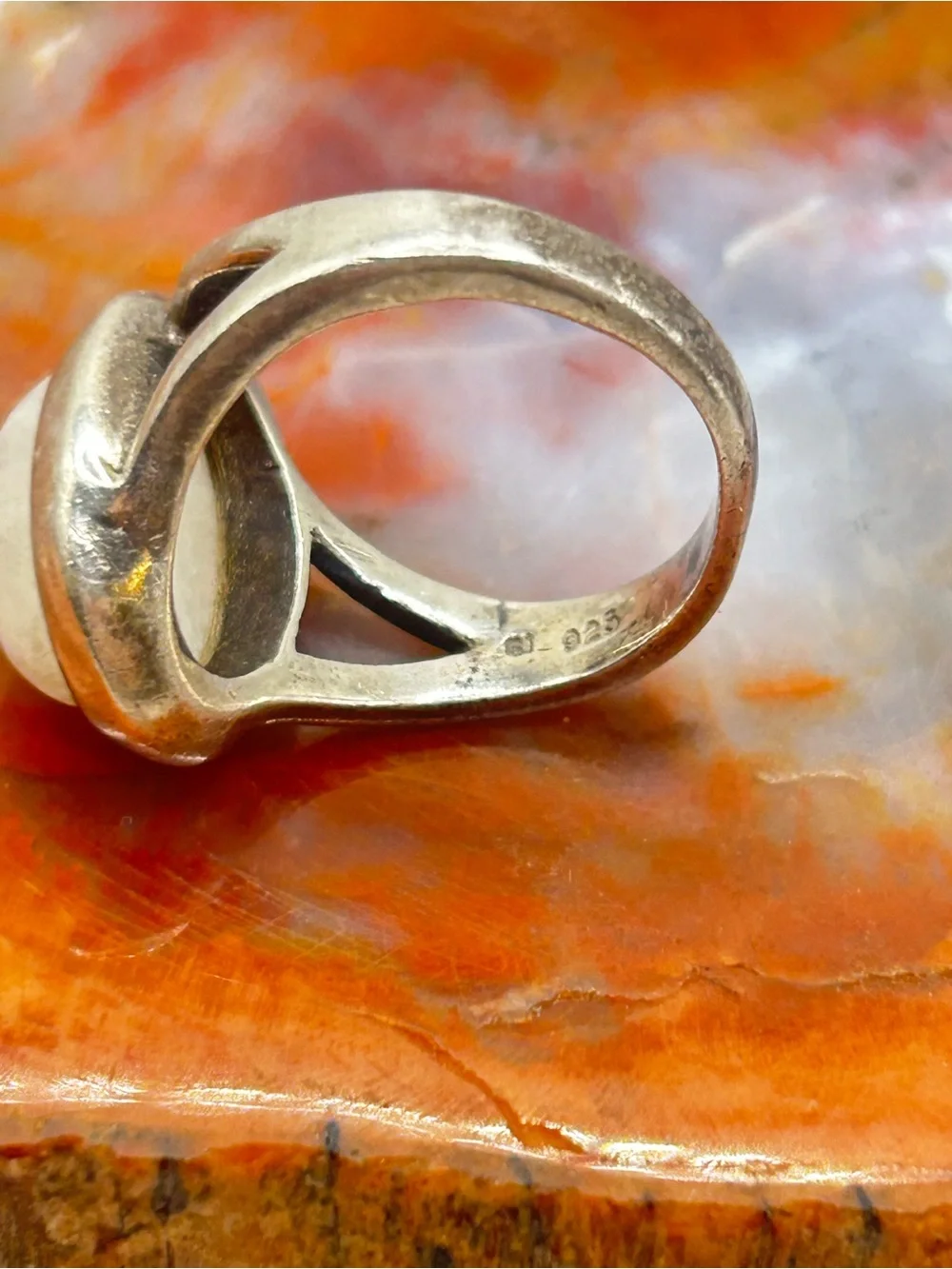 Sterling Silver Moonstone Ring - Size 7